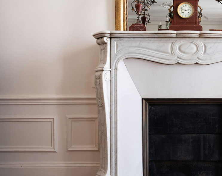 Fireplace in Parisian apartment/home.